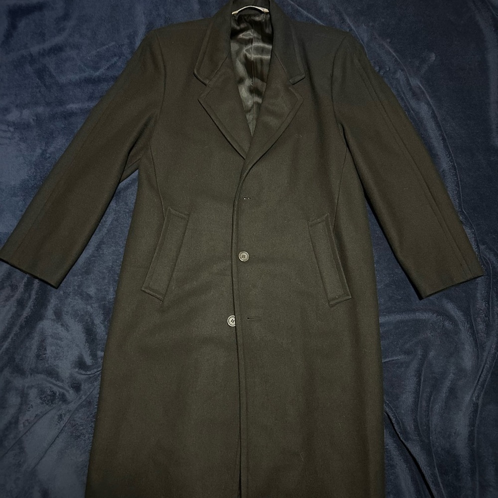 Vintage Black Wool Blend Overcoat